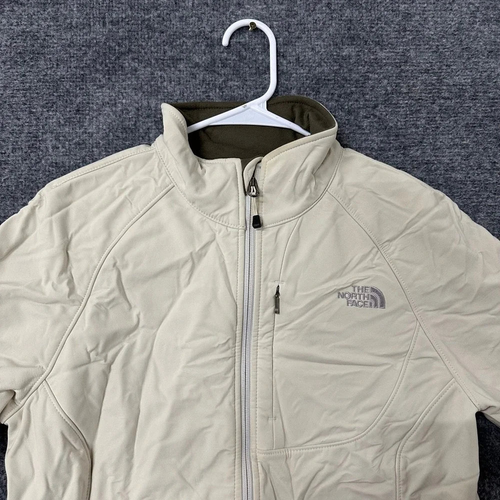 The North Face Jacket Womens Size L Beige Apex Softshell Fleece Lined Full Zip